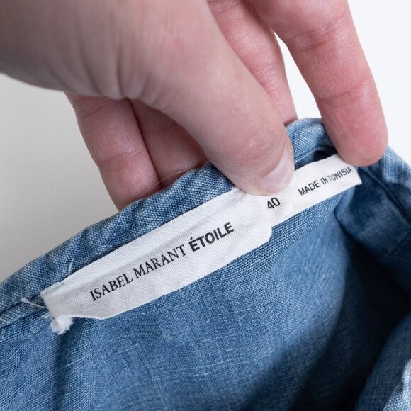 Isabel Marant Étoile Blue Chambray Cotton Linen Tiered Mini Skirt Size 40 - Picture 4 of 9